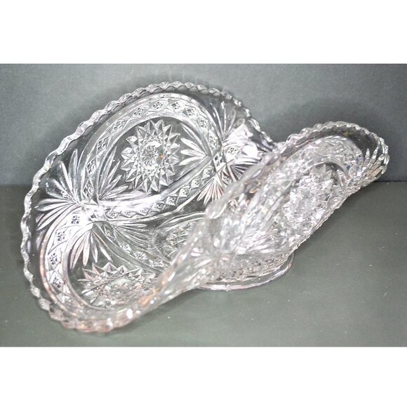 Vintage Clear Cut Glass Celery Dish Relish Bananas Serving Table Decor - Picture 5 of 7